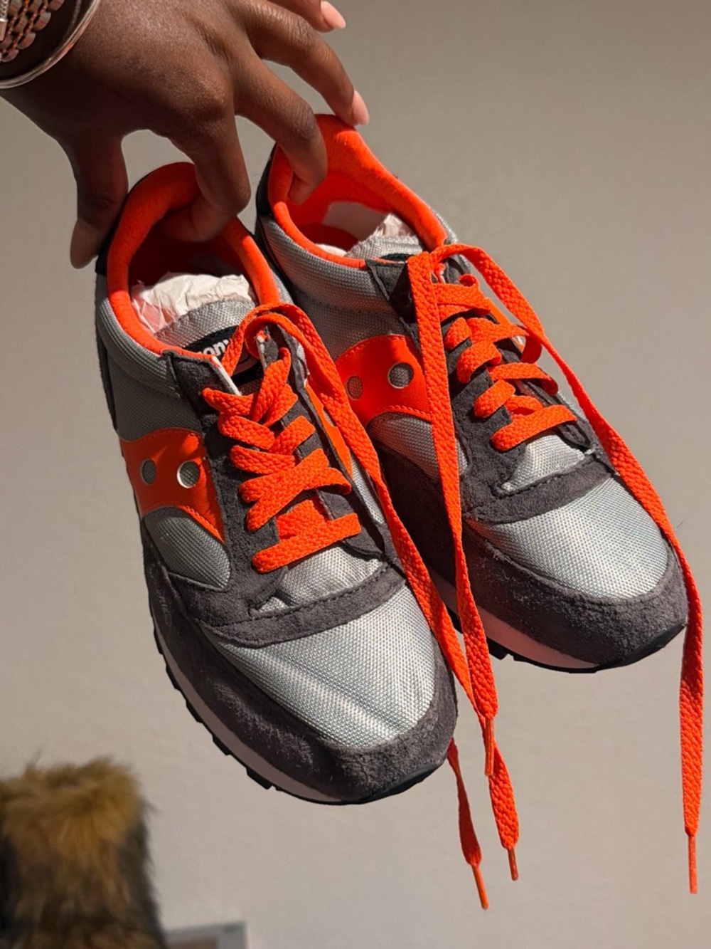 Saucony Gray with Bright Orange Accent Sneakers - Picture 2 of 3